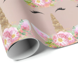 Unicorn Sparkl Glitzer Rosa Rose Blütenrot Geschenkpapier