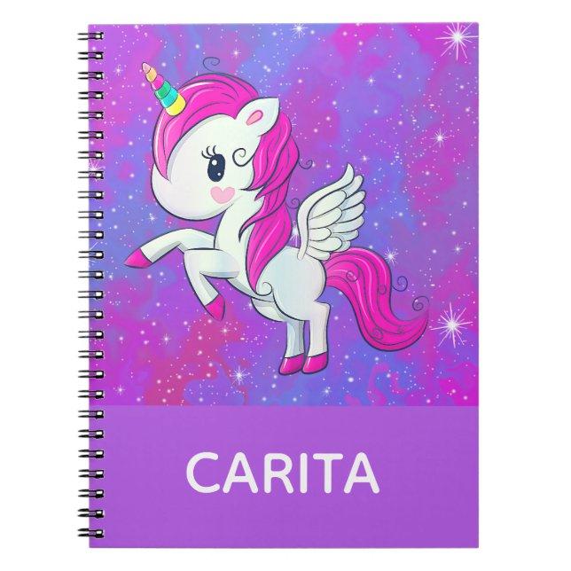 Unicorn Sparkle Personalisiert Spiral Notebook Notizblock (Vorderseite)