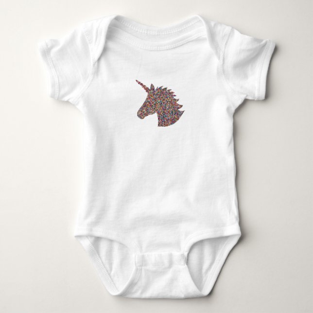 Unicorn Sprinkle Print Pink Baby Bodysuit Baby Strampler (Vorderseite)
