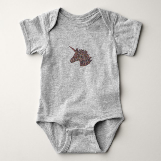Unicorn Sprinkle Print Pink Baby Bodysuit Strampler (Vorderseite)