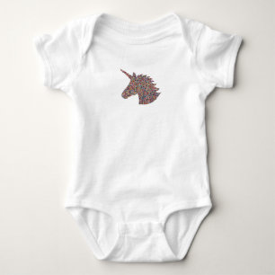 Unicorn Sprinkle Print Pink Baby Bodysuit Strampler