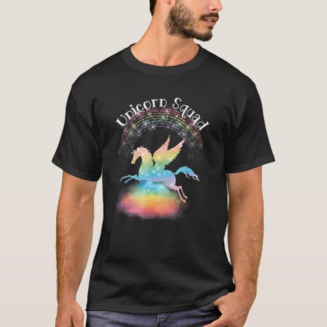 Unicorn Squad Flying Rainbow Unicorn T-Shirt (Vorderseite)