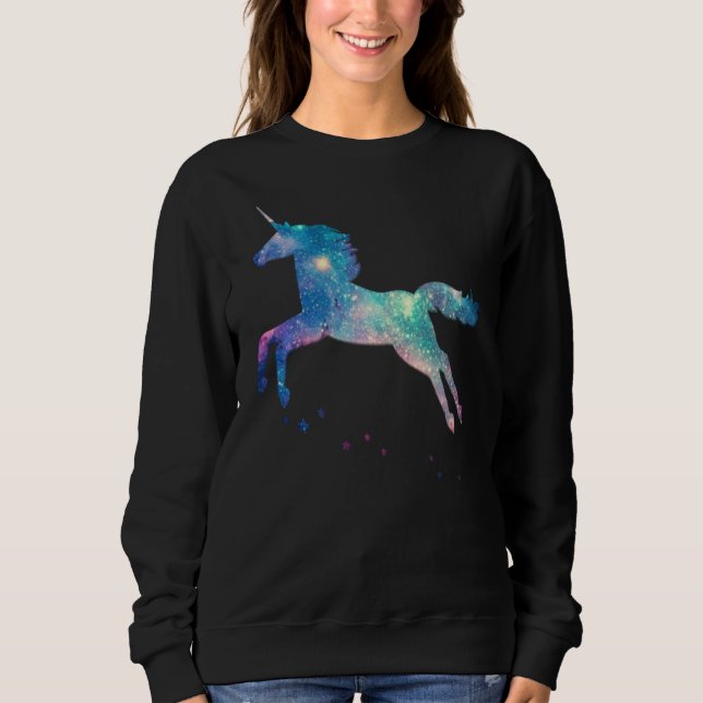 Unicorn Squad Galaxy Galactic Space Flying Sweatshirt (Vorderseite)