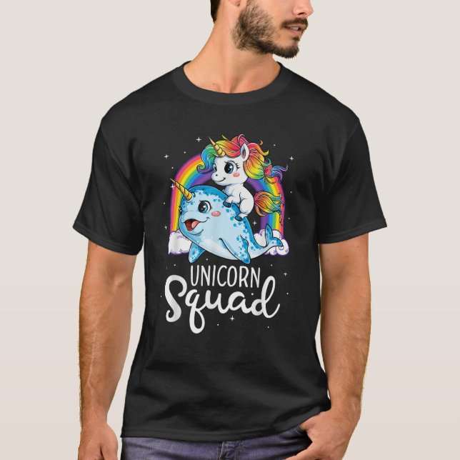 Unicorn Squad Narwhal  Girls Kids Rainbow Unicorns T-Shirt (Vorderseite)