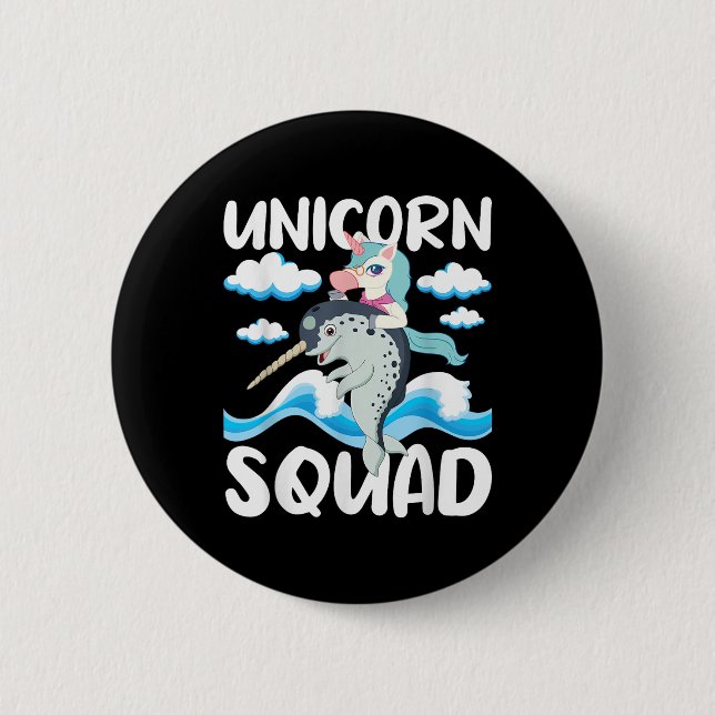 Unicorn Squad - Narwhal Lover Einicorn Lover Button (Vorderseite)