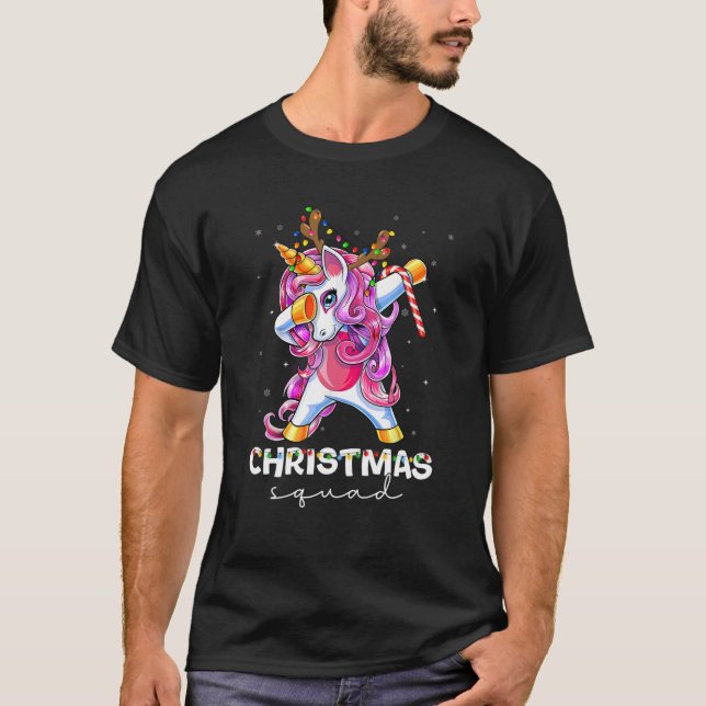 Unicorn Squad Weihnachtsfamilie Matching Pajamas F T-Shirt (Vorderseite)