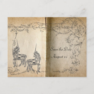 Unicorn Storybook Save the Date Ankündigungspostkarte