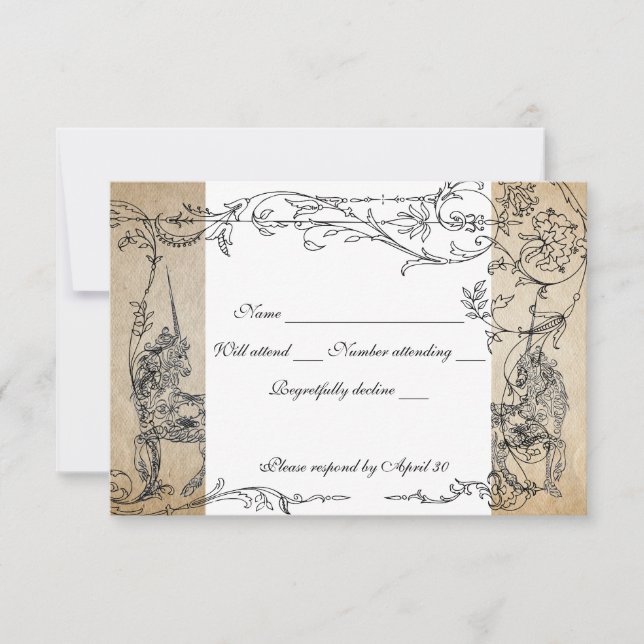 Unicorn Storybook uAwg mit Umschlägen RSVP Karte (Vorderseite)