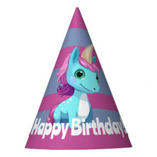 Unicorn Striped Geburtstagspartierhut Partyhütchen