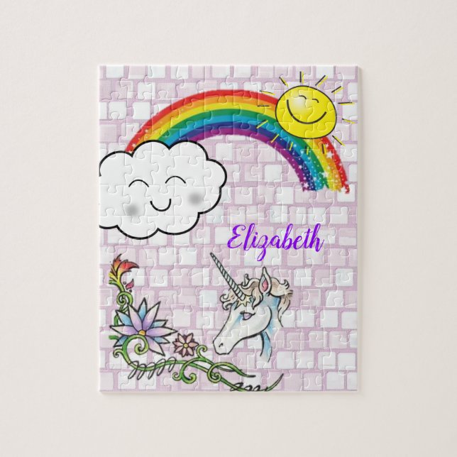 Unicorn Sun Rainbow Jigsaw Puzzle Daisy (Vertikal)