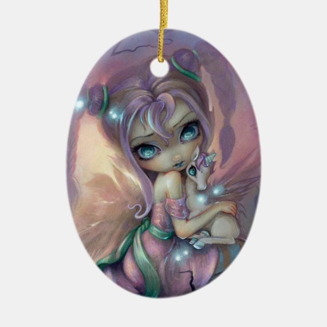 Unicorn Sunset Ceramic Ornament (Vorne)