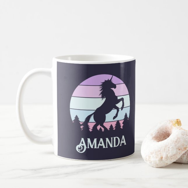 Unicorn Sunset Personalisierte Mug Kaffeetasse (Mit Donut)