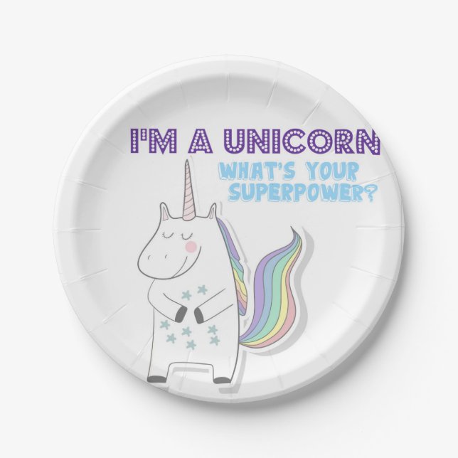 Unicorn Superpower Pappteller (Vorderseite)