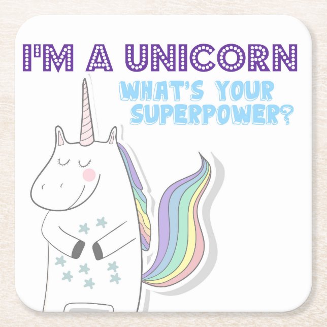 Unicorn Superpower Rechteckiger Pappuntersetzer (Vorderseite)