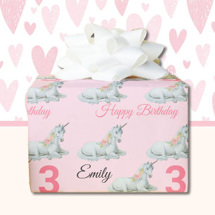 UNICORN Sweet Little Girl's Name Geburtstag Geschenkpapier