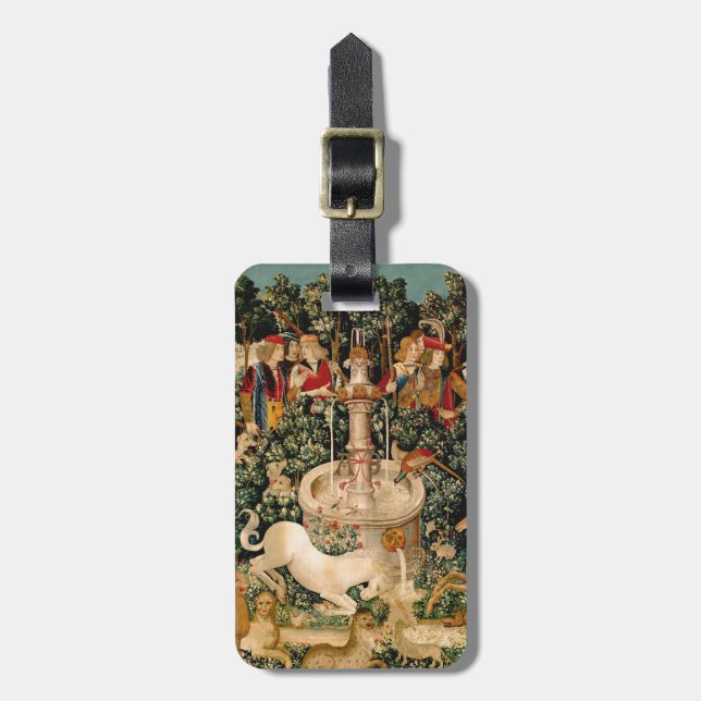 Unicorn Tapestries gefunden Legende Mythisch Gepäckanhänger (Vorderseite vertikal)