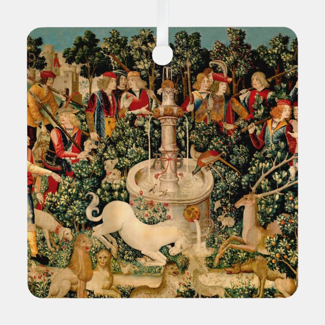 Unicorn Tapestries gefunden Legende Mythisch Ornament Aus Metall (Vorderseite)