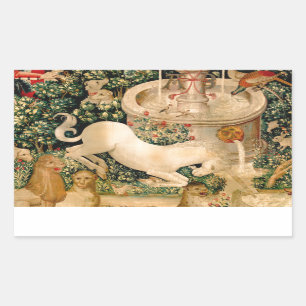 Unicorn Tapestries gefunden Legende Mythisch Rechteckiger Aufkleber