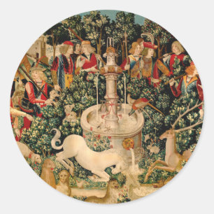 Unicorn Tapestries gefunden Legende Mythisch Runder Aufkleber