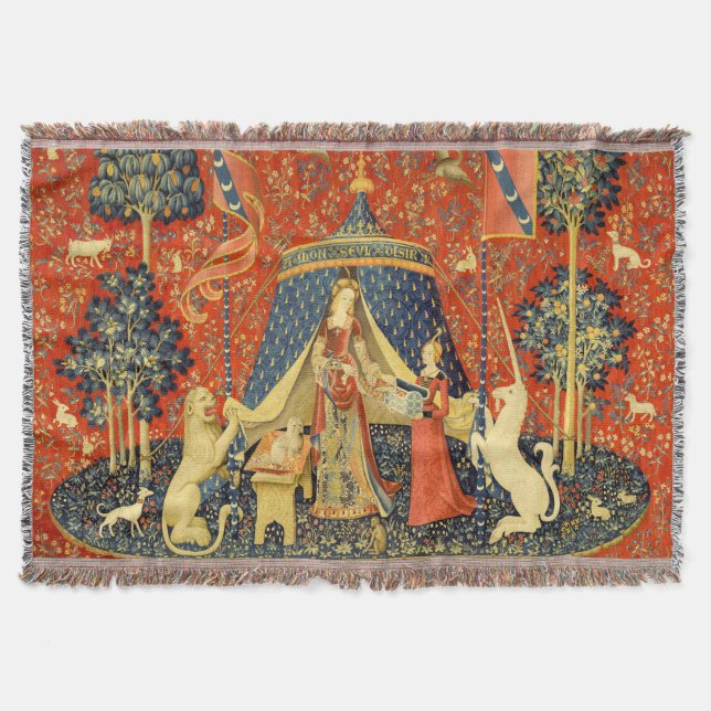 Unicorn Tapestries Lady Legend Mittelalter Decke (Vorderseite)