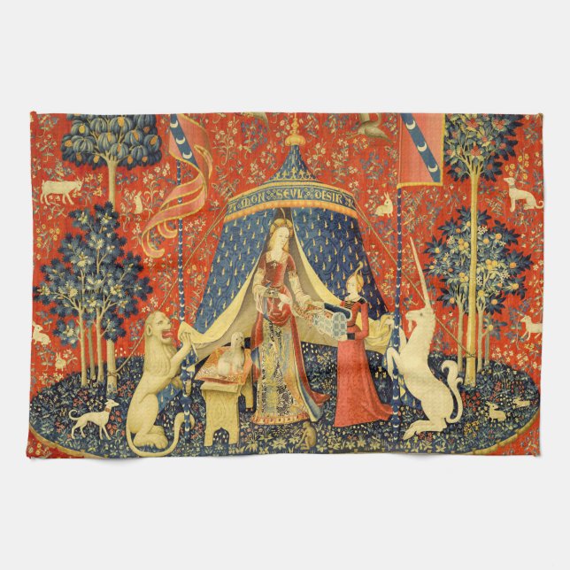 Unicorn Tapestries Lady Legend Mittelalter Handtuch (Horizontal)