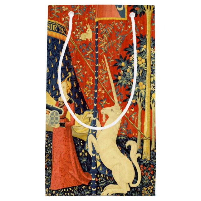 Unicorn Tapestries Lady Legend Mittelalter Kleine Geschenktüte (Vorderseite)