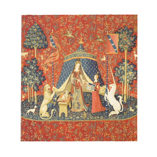 Unicorn Tapestries Lady Legend Mittelalter Notizblock (Vorderseite)