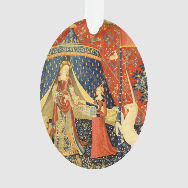Unicorn Tapestries Lady Legend Mittelalter Ornament (Rückseite)