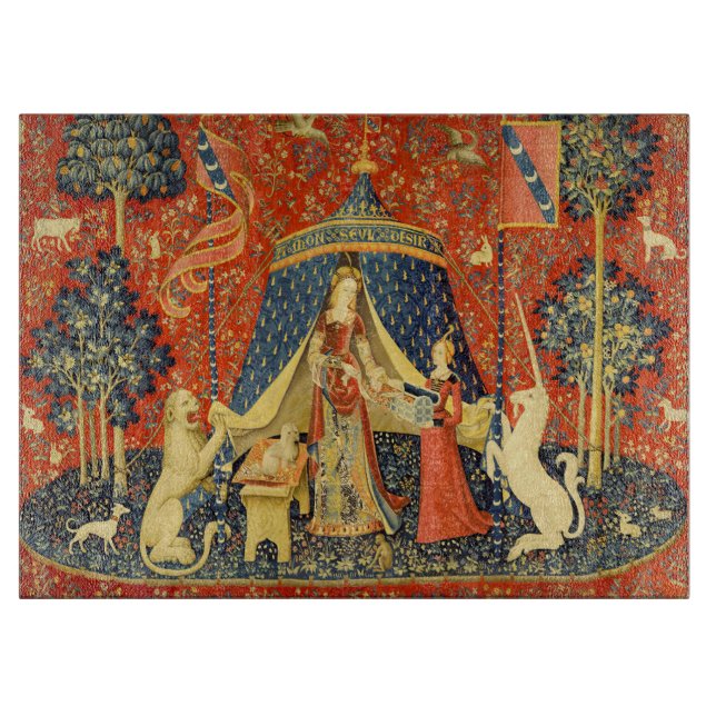 Unicorn Tapestries Lady Legend Mittelalter Schneidebrett (Vorderseite)