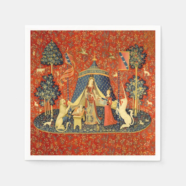 Unicorn Tapestries Lady Legend Mittelalter Serviette (Vorderseite)