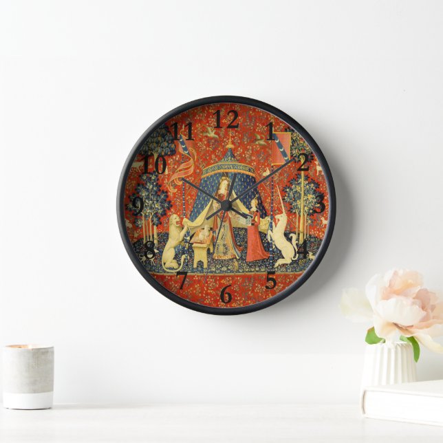 Unicorn Tapestries Lady Legend Mittelalter Uhr (Zuhause)
