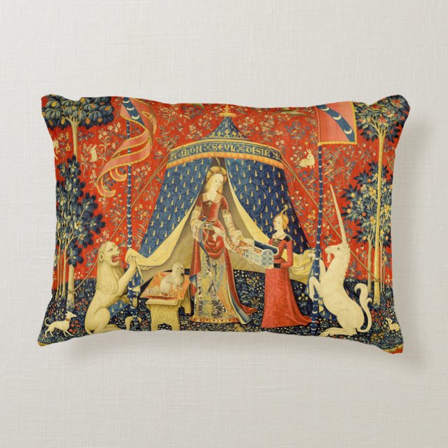 Unicorn Tapestries Lady Legend Mittelalter Zierkissen (Rückseite)