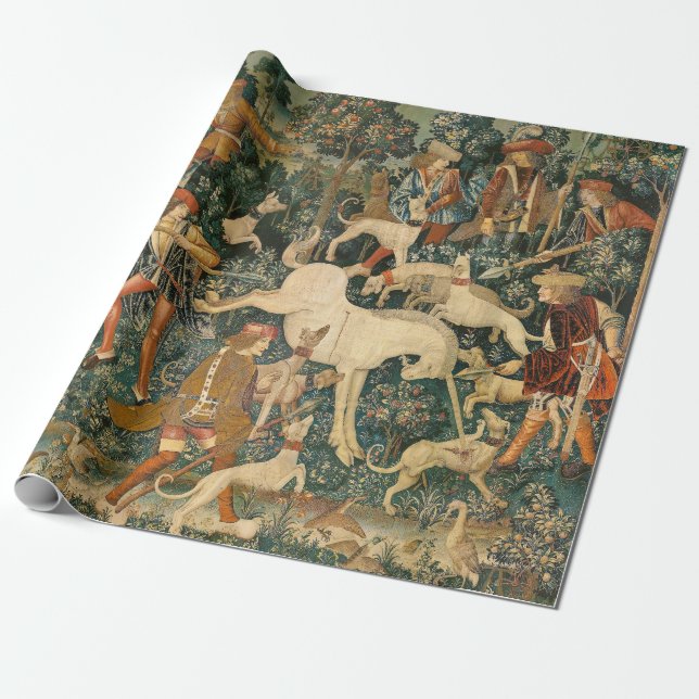 Unicorn Tapestries Medieval Defense Hunt Classic Geschenkpapier (Ungerollt)