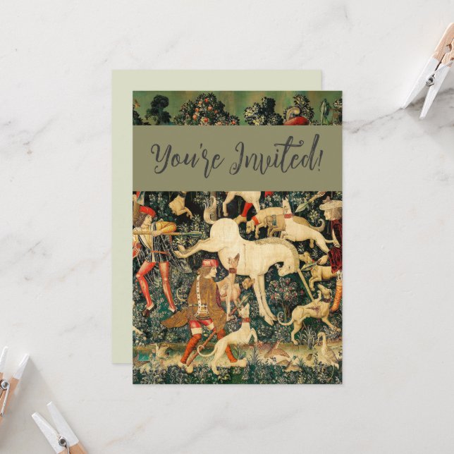 Unicorn Tapestries Mittelalterliche Klassische Ver Einladung (Vorderseite/Rückseite Beispiel)