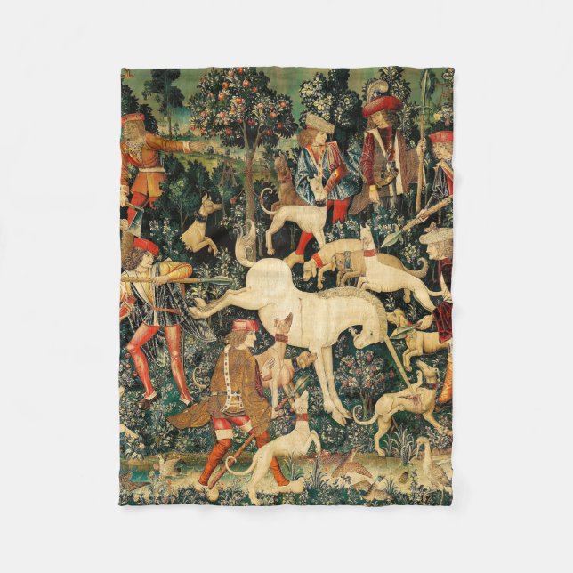 Unicorn Tapestries Mittelalterliche Klassische Ver Fleecedecke (Vorderseite)