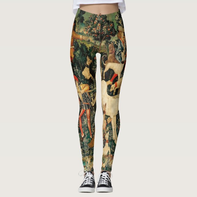 Unicorn Tapestries Mittelalterliche Klassische Ver Leggings (Vorderseite)