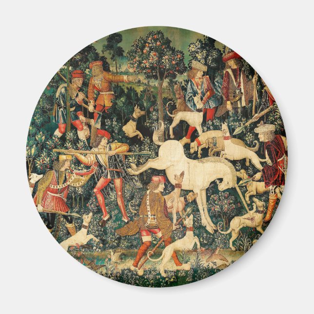 Unicorn Tapestries Mittelalterliche Klassische Ver Magnet (Vorne)