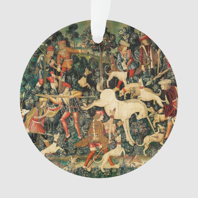 Unicorn Tapestries Mittelalterliche Klassische Ver Ornament (Vorderseite)