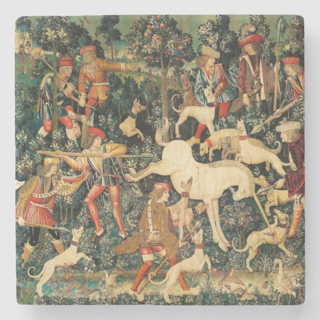 Unicorn Tapestries Mittelalterliche Klassische Ver Steinuntersetzer (Vorderseite)