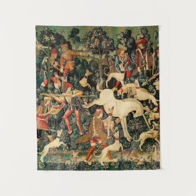 Unicorn Tapestries Mittelalterliche Klassische Ver Wandteppich (Vorderseite)