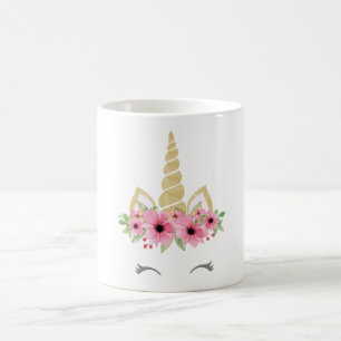 Unicorn-Tasse, Glitzerunicorn-Tasse, BlumenUnicorn Tasse