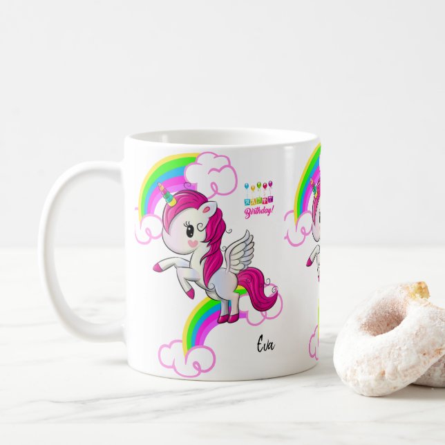 Unicorn Tasse Happy Birthday Tasse (Mit Donut)