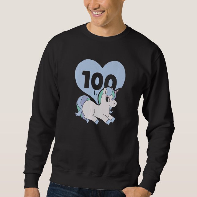 Unicorn  Teacher Student 100 Days Of School Sweatshirt (Vorderseite)