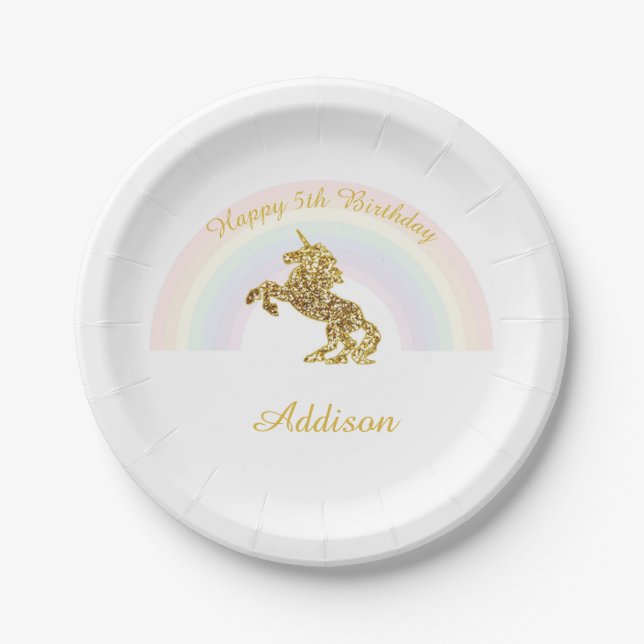 Unicorn-Teller für Geburtstage Pappteller (Vorderseite)