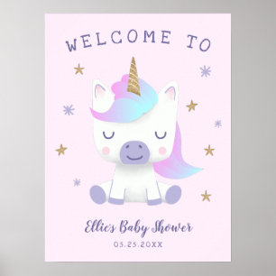 Unicorn Theme Baby Dusche Begrüßungszeichen Poster