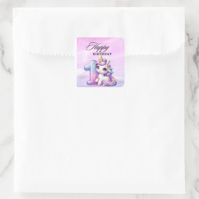 Unicorn Theme Geschenkaufkleber Quadratischer Aufkleber (Tasche)