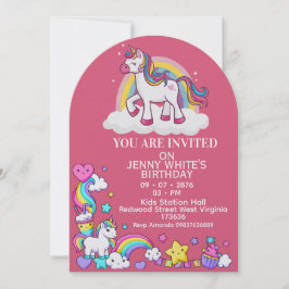 Unicorn Themed Girl Birthday Invitation  Einladung