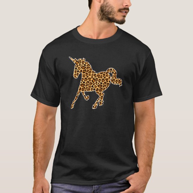 Unicorn Tiere Print Leopard Mädchen Frauen für H T-Shirt (Vorderseite)