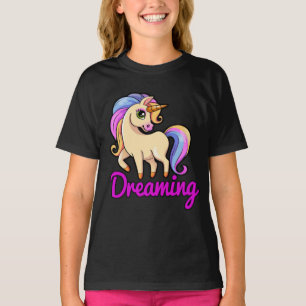 Unicorn träumt hübsche Regenbogenfarben Kinder Shi T-Shirt