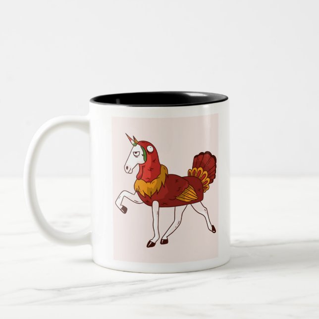 Unicorn Turkey Costume Zweifarbige Tasse (Links)
